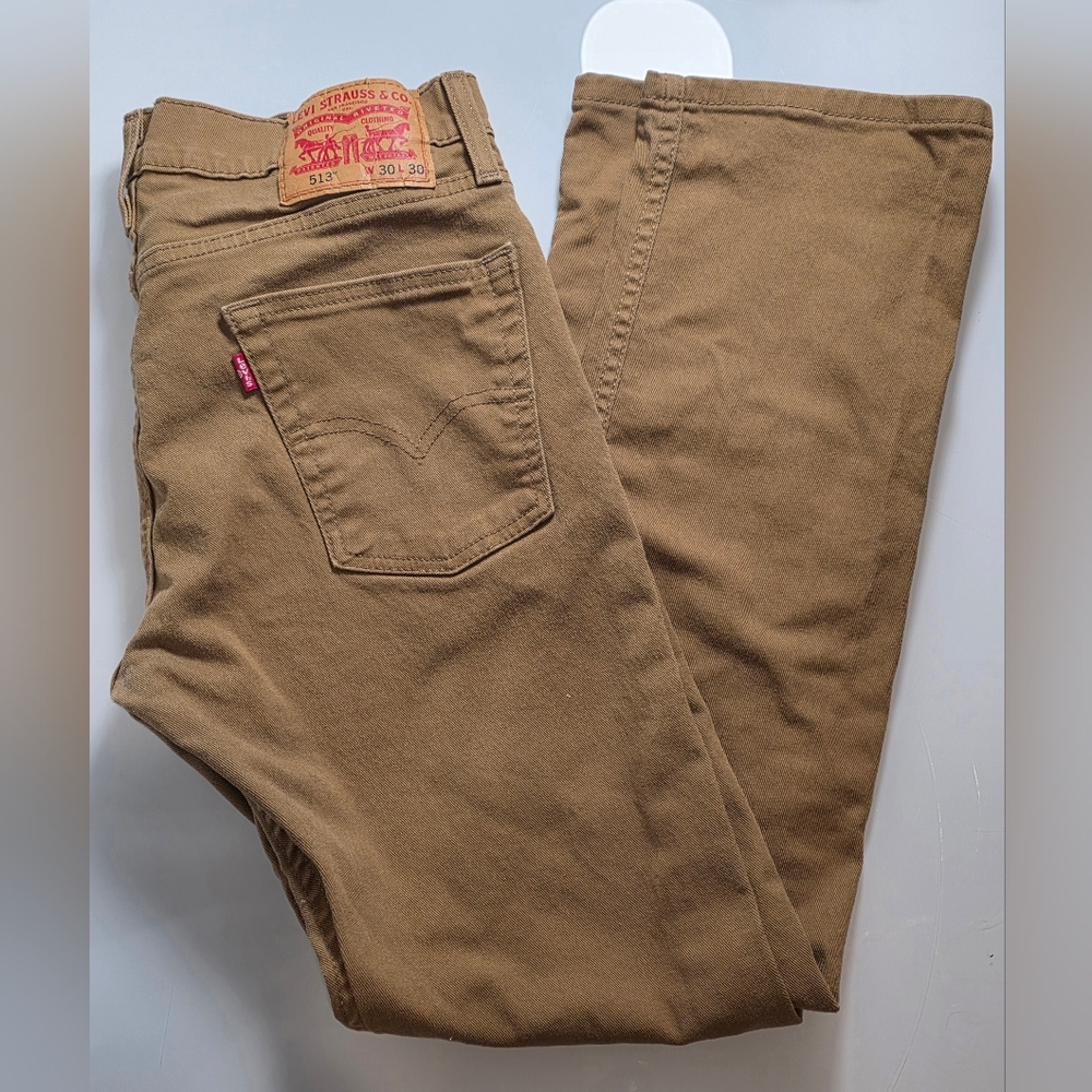NWOT Mens Levis 513 Dark Khaki Jeans 30W 30L